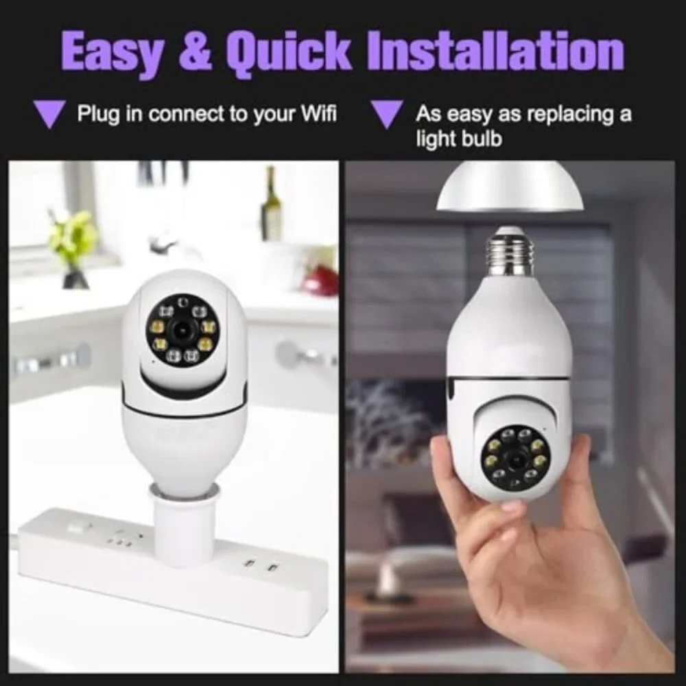 Security Camera Indoor Wireless WiFi Outdoor Home E27 360 Degree Panoramic Home
